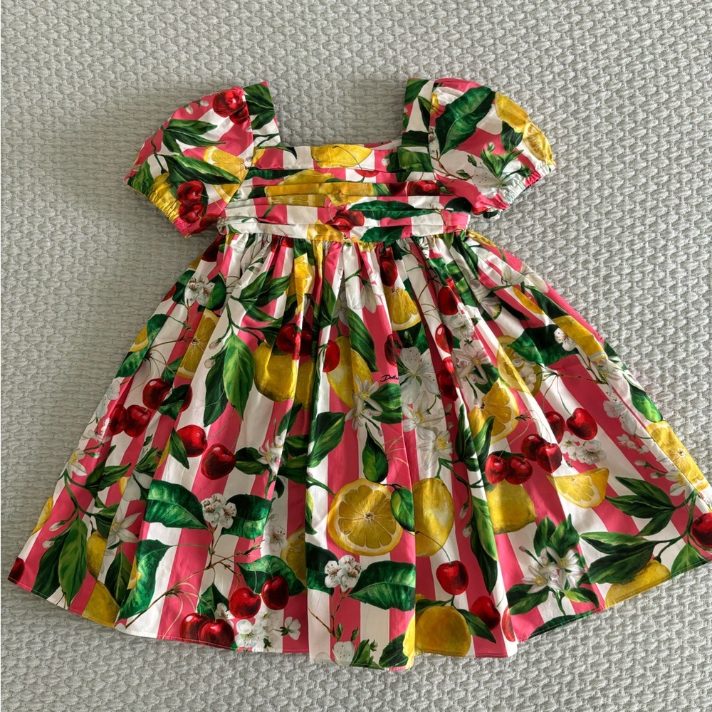 Dolce & Gabbana Pink Fruit Print Dress